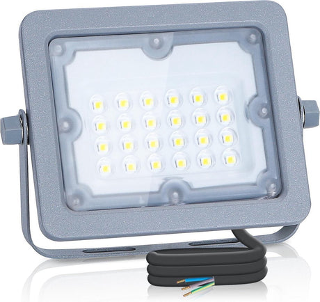 Buitenlamp grijs | LED bouwlamp 20W=180W schijnwerper | daglichtwit 6500K - 90° lichthoek | waterdicht IP65 - LEDPLANET.NL