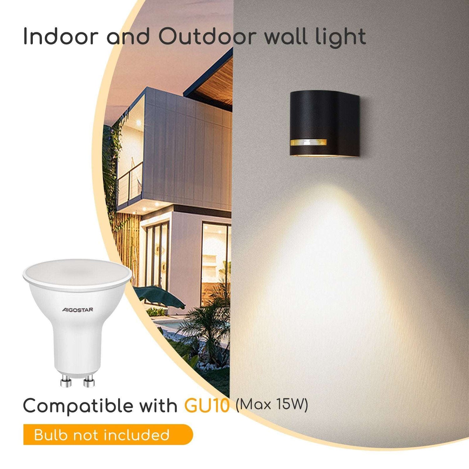 Buitenlamp rond zwart | enkele GU10 lampvoet voor één spot | waterdicht IP54 - LEDPLANET.NL