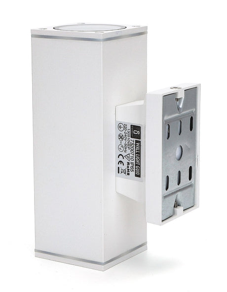 Buitenlamp vierkant wit | dubbele GU10 lampvoet voor twee spots | waterdicht IP65 - LEDPLANET.NL