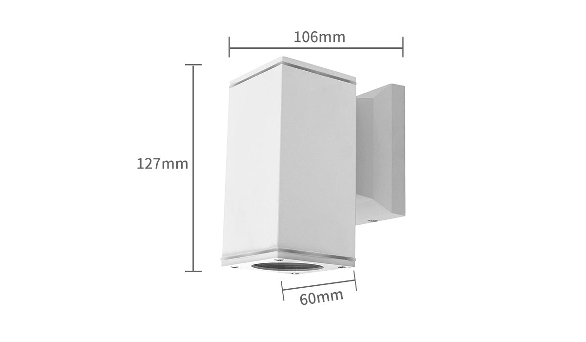 Buitenlamp vierkant wit | enkele GU10 lampvoet voor één spot | waterdicht IP65 - LEDPLANET.NL