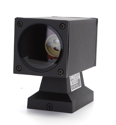 Buitenlamp vierkant zwart | enkele GU10 lampvoet voor één spot | waterdicht IP65 - LEDPLANET.NL