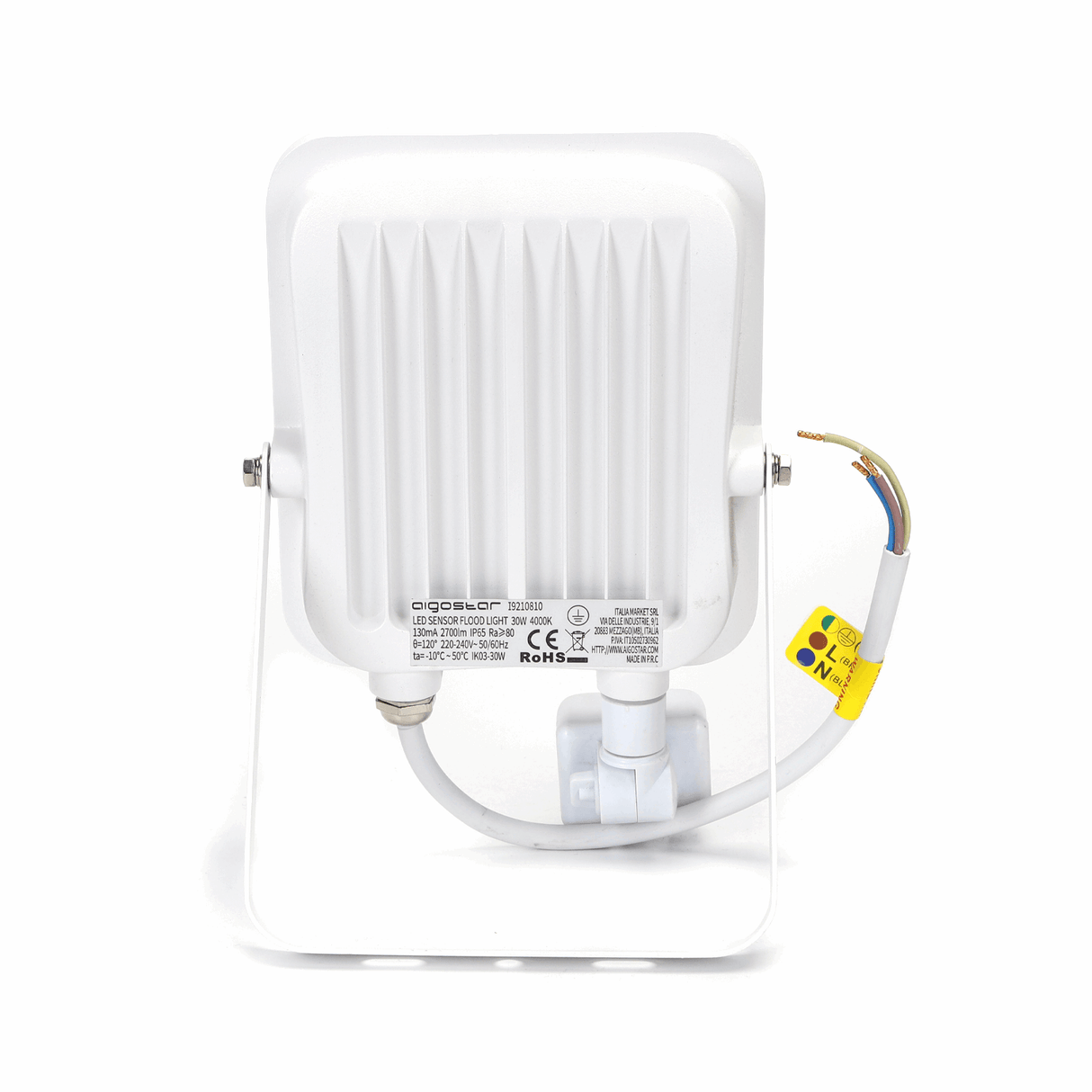 Buitenlamp wit met IR bewegingssensor | LED 30W~2700Lm=300W schijnwerper | koelwit 4000K | waterdicht IP65 - LEDPLANET.NL
