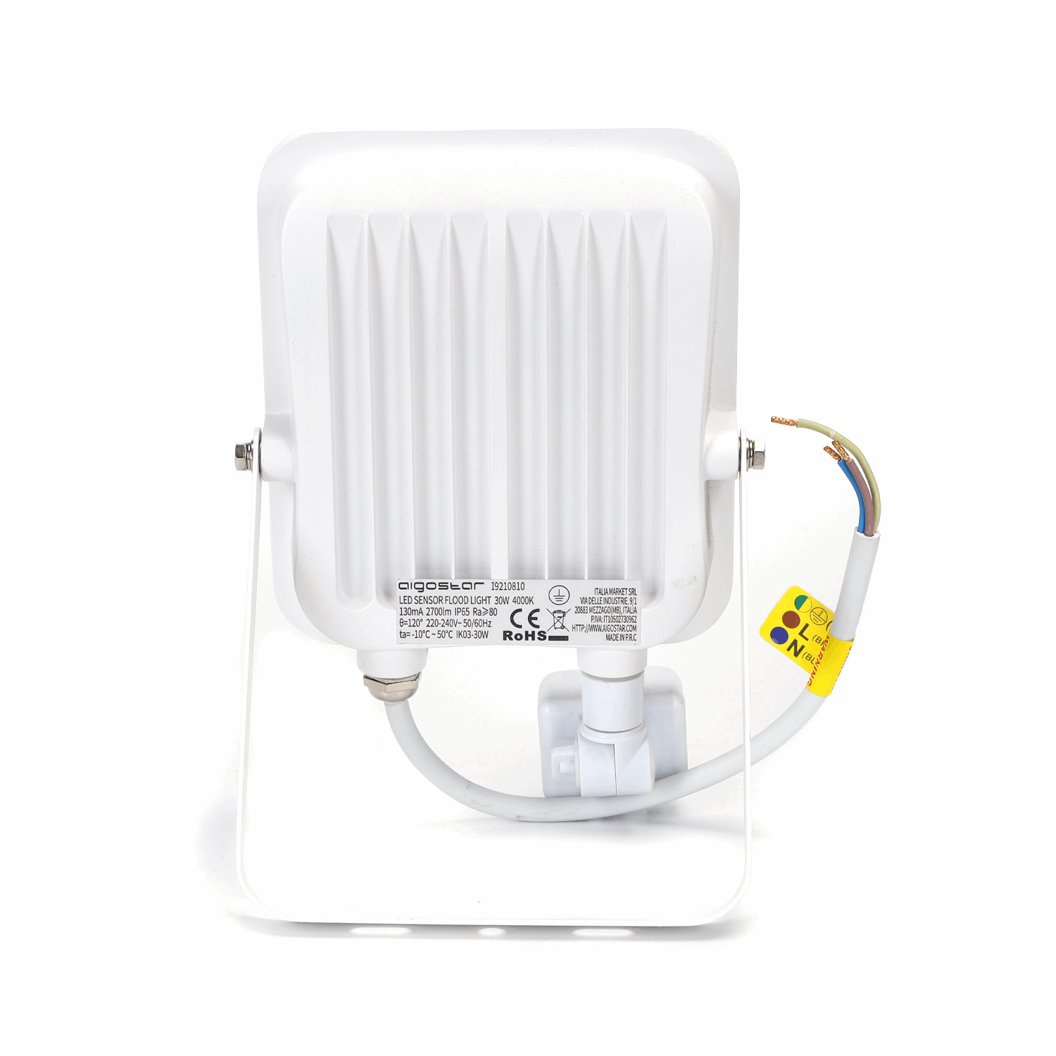 Buitenlamp wit met IR bewegingssensor | LED 30W~2700Lm=300W schijnwerper | koelwit 4000K | waterdicht IP65 - LEDPLANET.NL