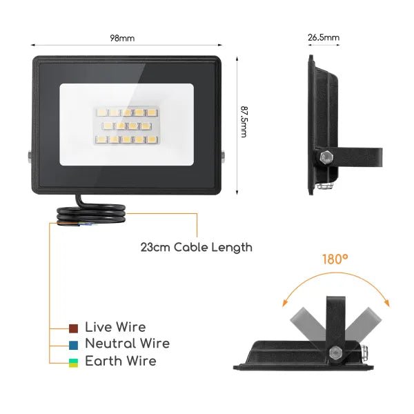Buitenlamp zwart | LED 10W~900Lm = 100W traditionele verlichting | IP65 4000K 230V - LEDPLANET.NL
