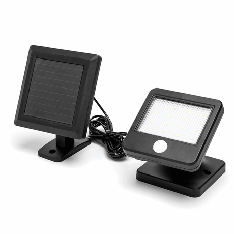 Buitenlamp zwart Solar | LED bouwlamp 0.64W~80 Lumen schijnwerper | daglichtwit 6500K | IP44 - 2 meter kabel - LEDPLANET.NL