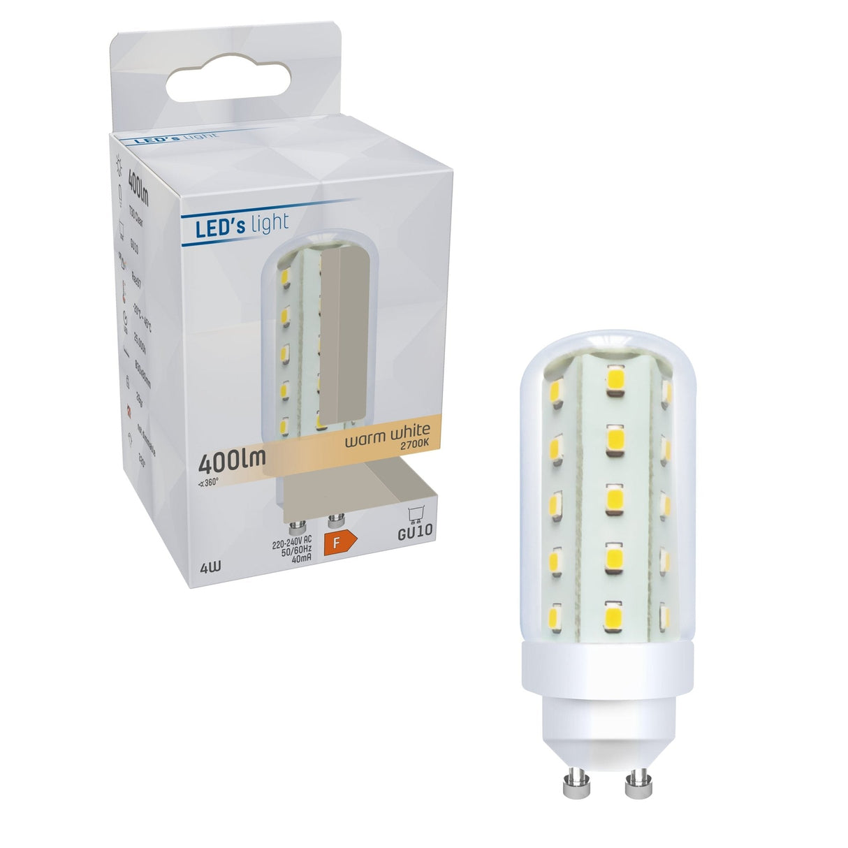 LED-Spot GU10, 400 Lumen, 4 W, 2700 K, CRI 97, T30-Röhre, Klarglas