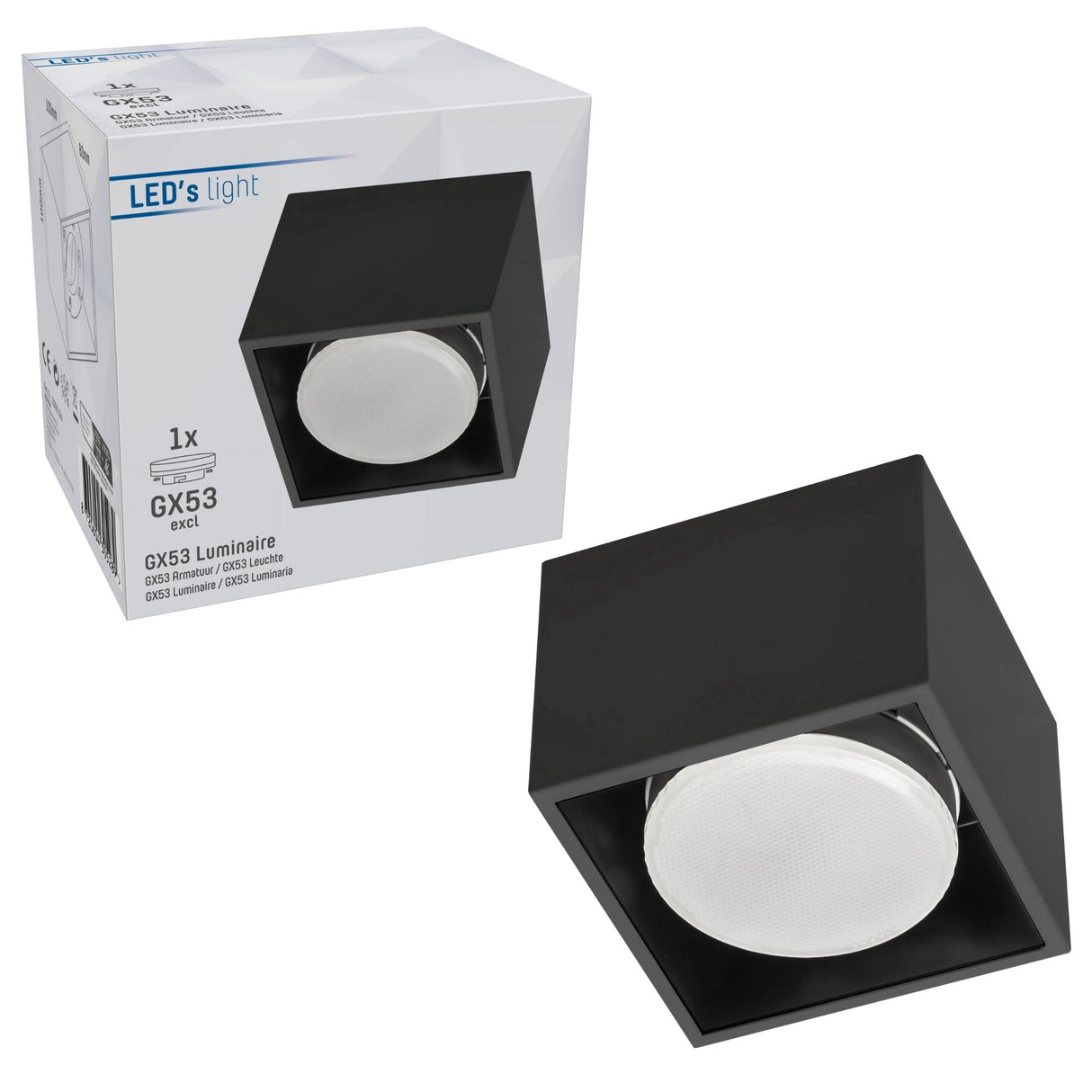 Cube ceiling lamp with 1 light point - Rotatable light - Steel - 10 x 8 cm - Black