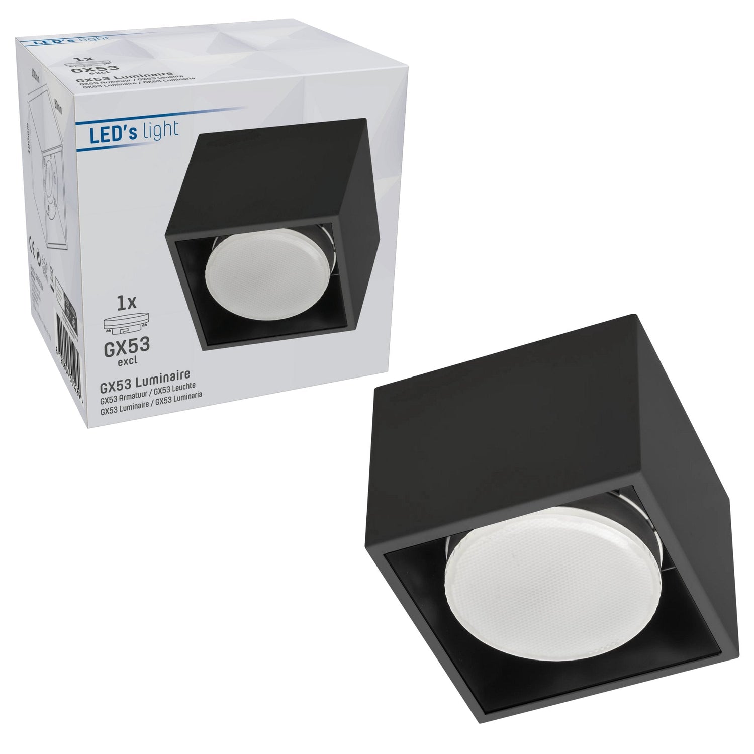 Cube ceiling lamp with 1 light point - Rotatable light - Steel - 10 x 8 cm - Black