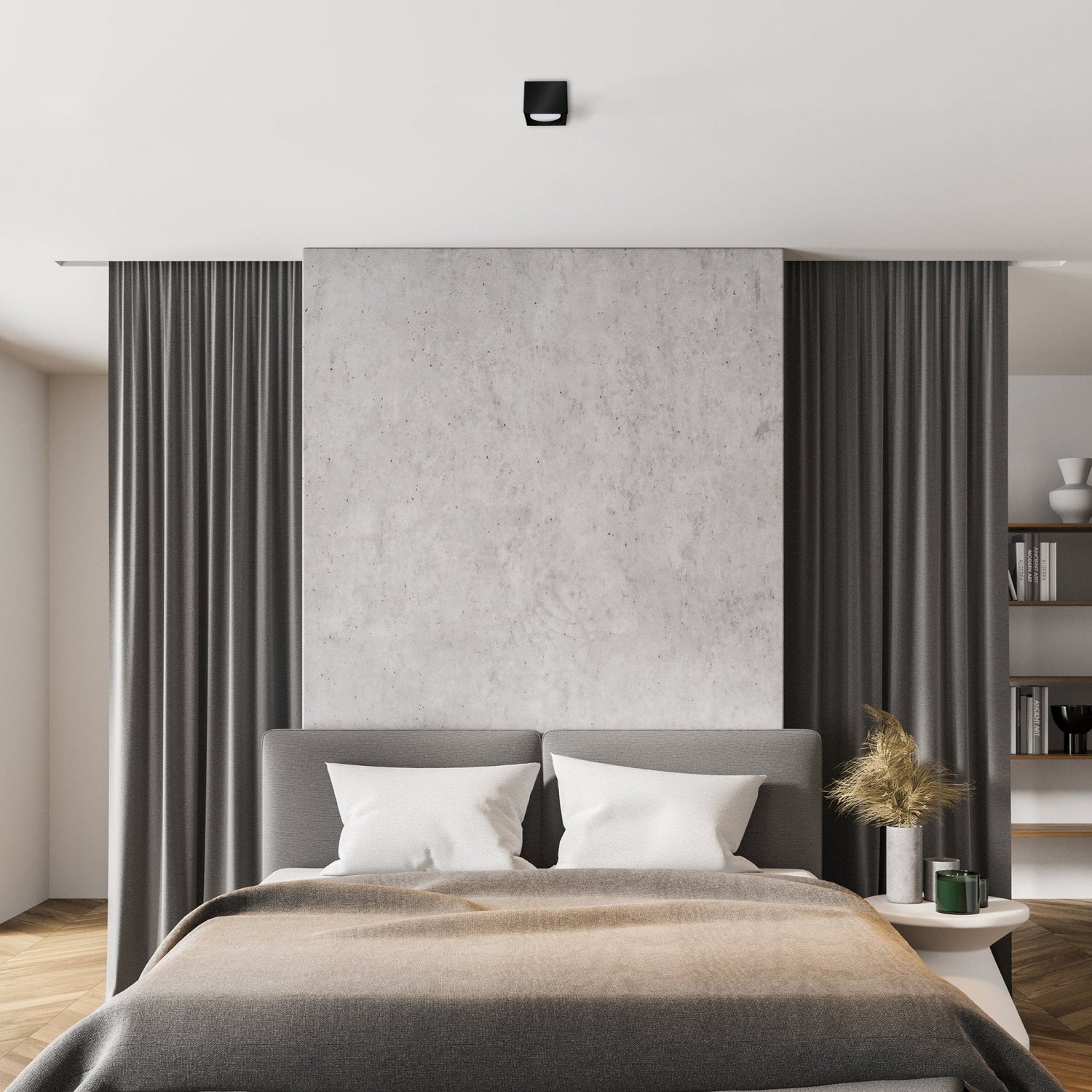 Cube ceiling lamp with 1 light point - Rotatable light - Steel - 10 x 8 cm - Black