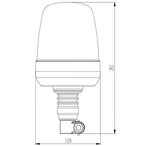 Bernsteinfarbene R65 LED-Rundumleuchte mit flexibler DIN-Montagebasis 12/24 V |