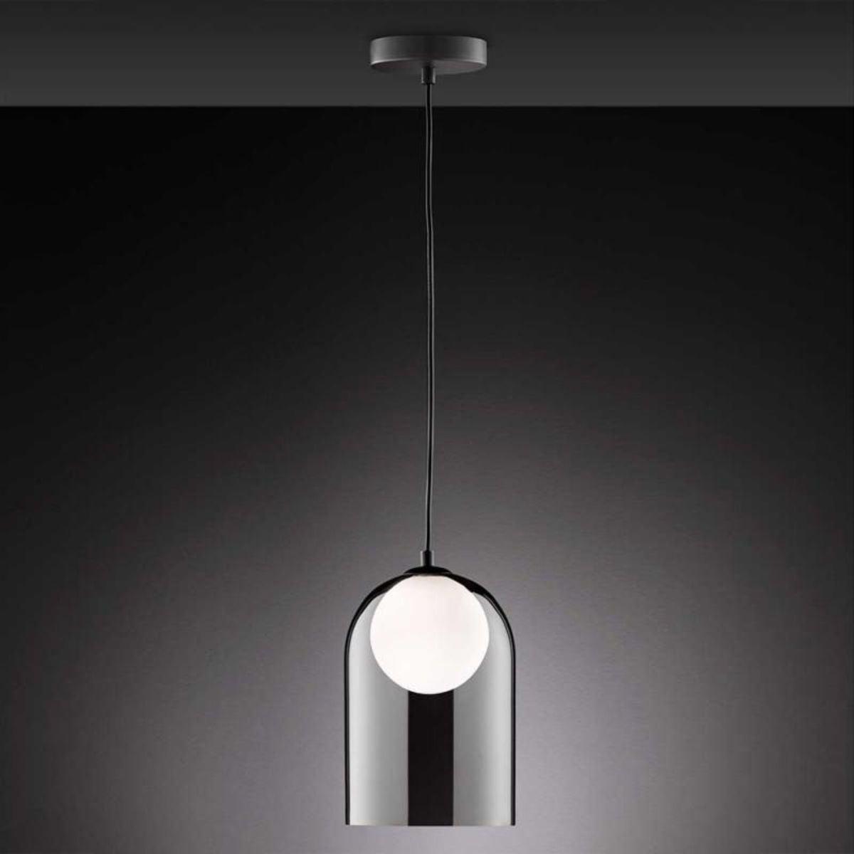 Pendelleuchte aus Rauchglas, warmweiß – Komplettset inkl. LED-Lampe – Schwarz