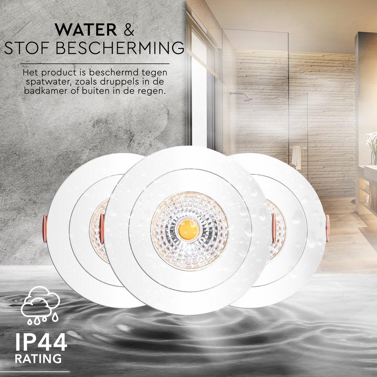 LED's Light 3-pack DimPro LED Recessed Spotlights White - Ø 68mm - Tiltable - Dimmable - Warm white