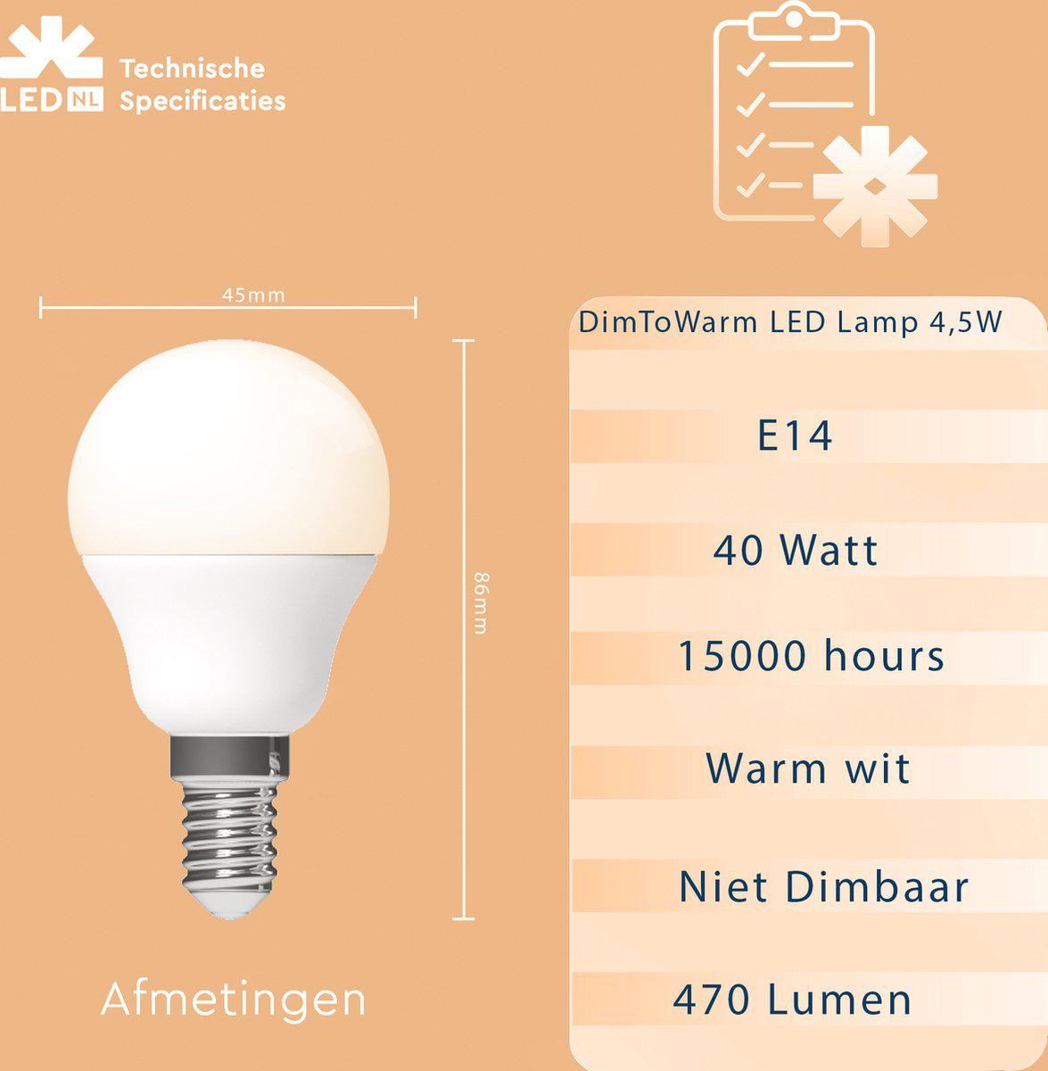 Dimmbare LED-Lampe E14 – Dimmbar bis extra warmweiß – 1 Lampe