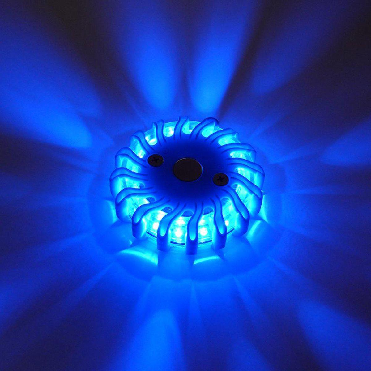 Draadloze LED Zwaailamp Blauw op batterijen - 9 standen - Magnetisch & Waterdicht