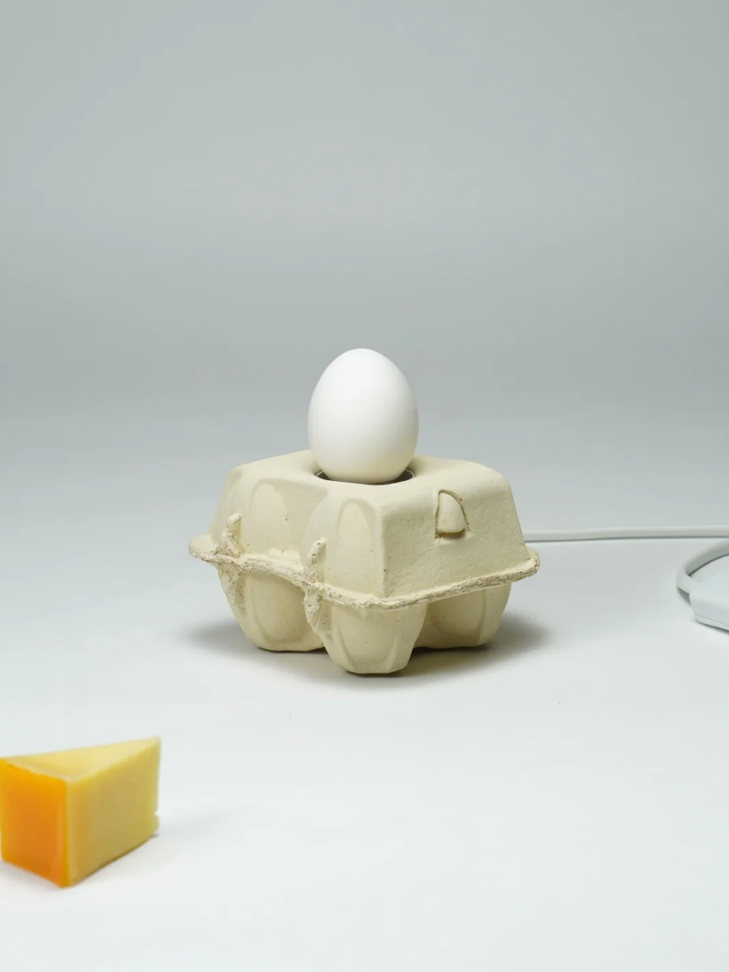 Duurzame LED lamp EggboxLAMP met ei-vormige lamp, stijlvol en milieuvriendelijk ontwerp