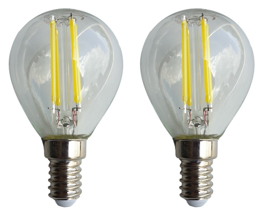 E14 kogellamp G45 2 stuks | LED 4W=40W gloeilamp | daglichtwit filament 6500K | 230V - LEDPLANET.NL
