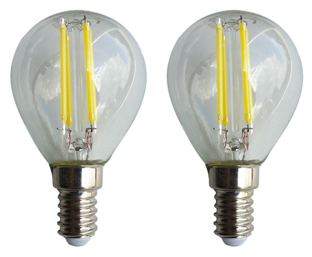 E14 kogellamp G45 2 stuks | LED 4W=40W gloeilamp | daglichtwit filament 6500K | 230V - LEDPLANET.NL