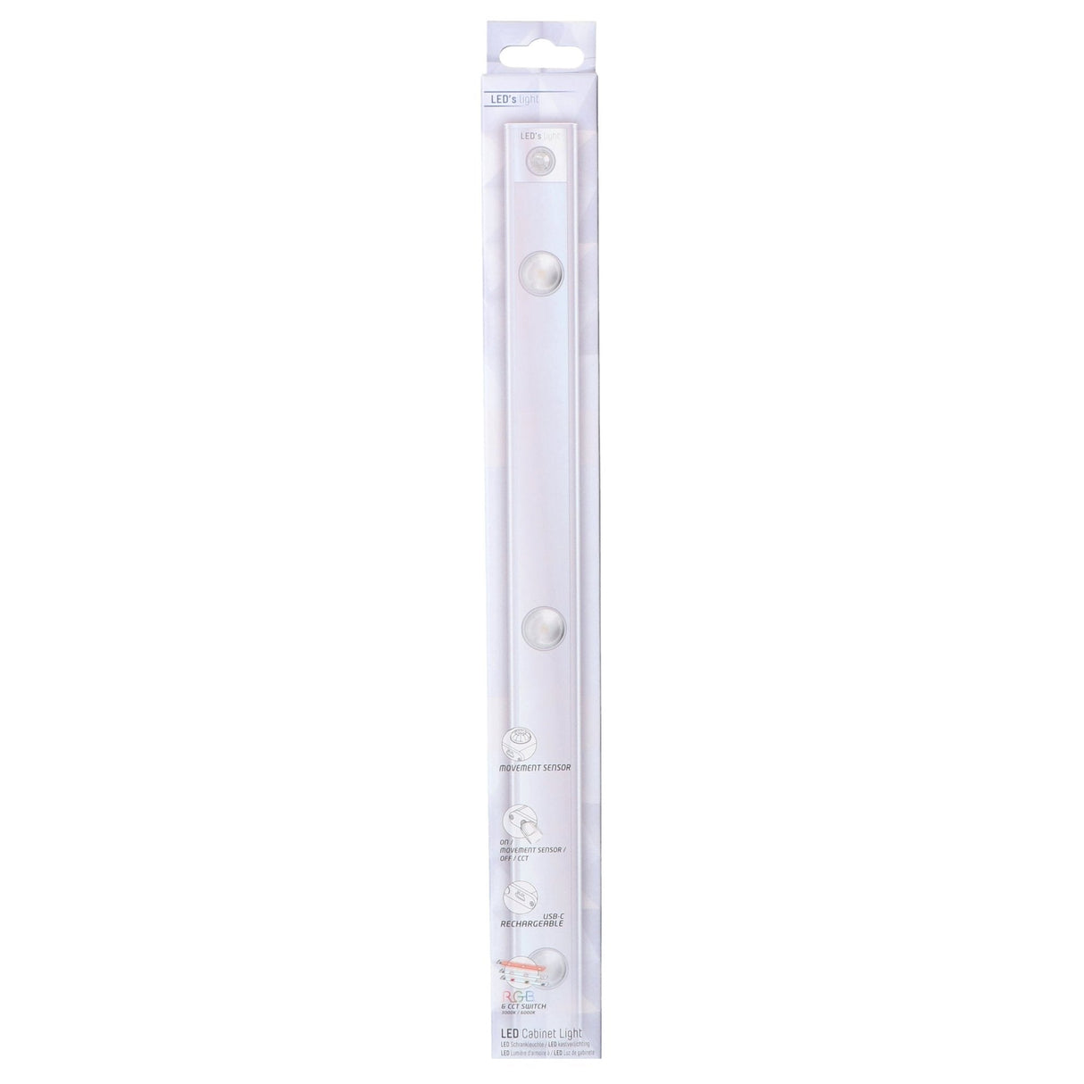 LED's Light EasyFix Kastverlichting onderbouwverlichting met Bewegingssensor - RGB functie - 3 lichtpunten - Draadloos en oplaadbaar (USB-C) - 35 cm