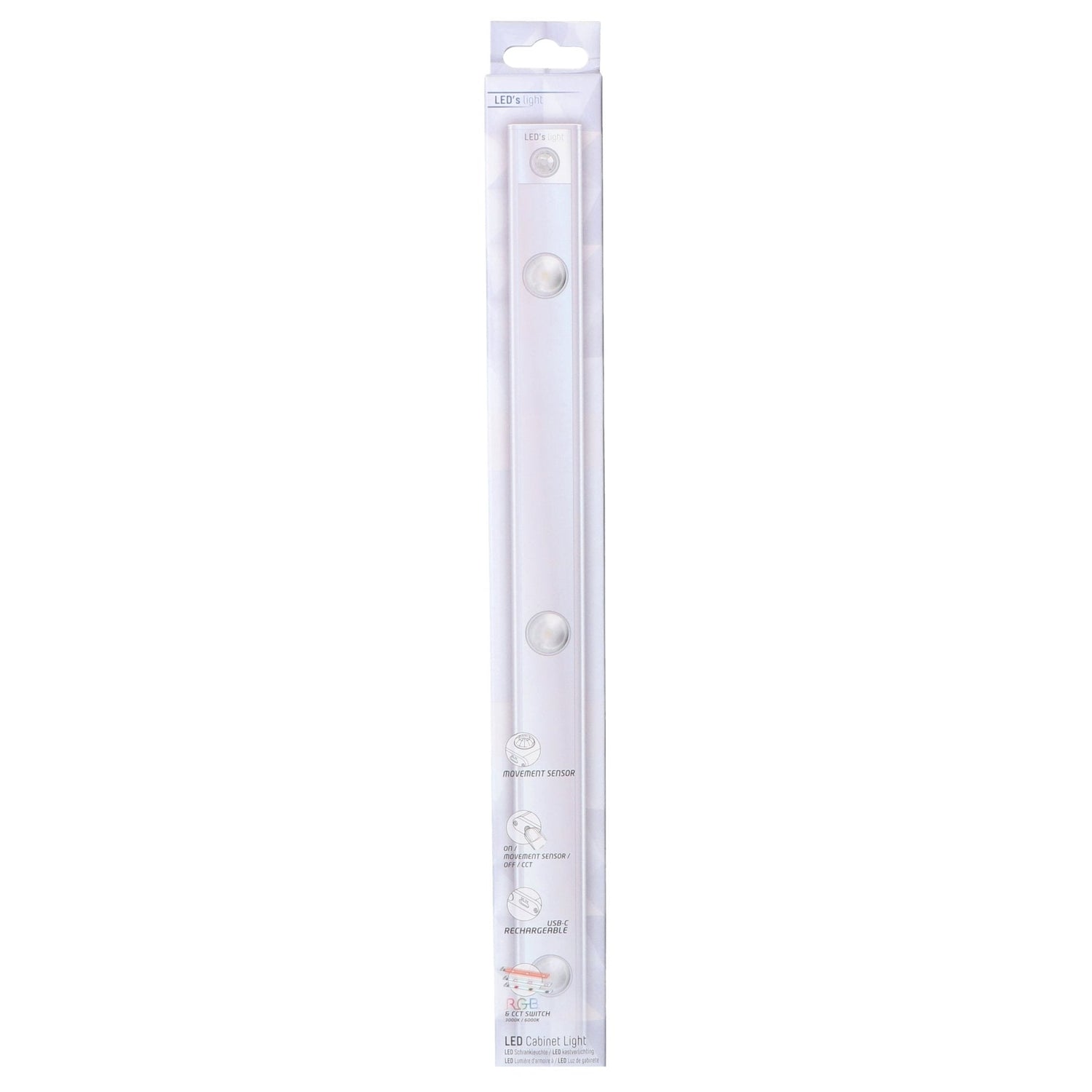 LED's Light EasyFix Kastverlichting onderbouwverlichting met Bewegingssensor - RGB functie - 3 lichtpunten - Draadloos en oplaadbaar (USB-C) - 35 cm