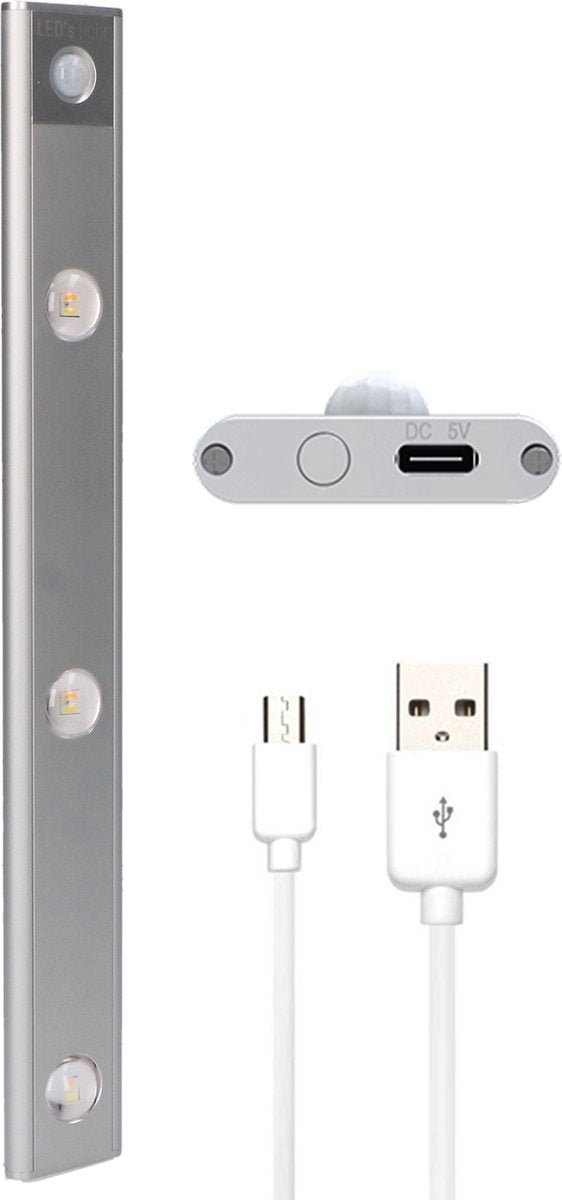 LED's Light EasyFix Kastverlichting onderbouwverlichting met Bewegingssensor - RGB functie - 3 lichtpunten - Draadloos en oplaadbaar (USB-C) - 35 cm
