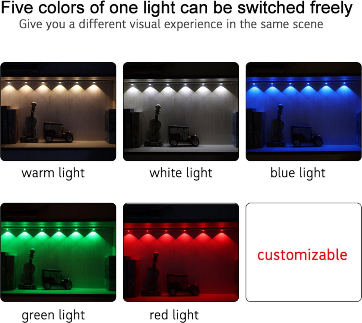 LED's Light EasyFix Kastverlichting met Bewegingssensor - RGB functie - 6 lichtpunten - Draadloos en oplaadbaar (USB-C) - 68,5 cm