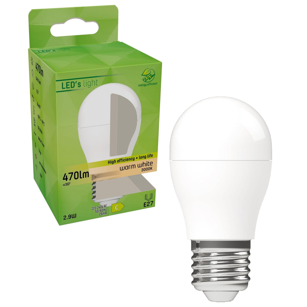 LED Ball Bulb 470 lumens - 2.9W - 3000K - E27 - Opal - Elite