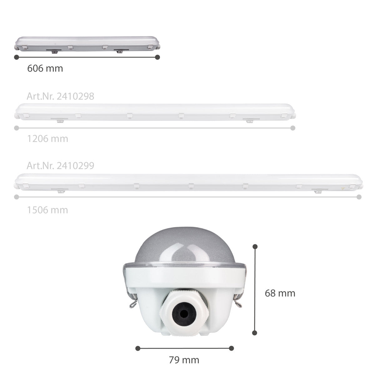 4 PACK - LED's Light Pro TL Armatuur Strip 60 cm - Energielabel B - IP65 waterdicht - 2650 lm