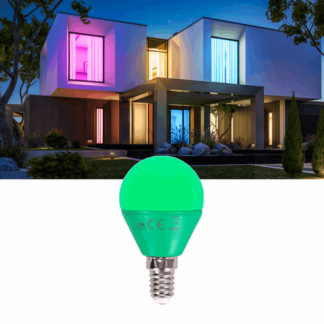 G45 kogellamp 5 stuks | E14 LED lamp 4W=30W gloeilamp | groen licht - LEDPLANET.NL