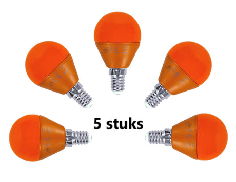 G45 kogellamp 5 stuks | E14 LED lamp 4W=30W gloeilamp | oranje licht - LEDPLANET.NL