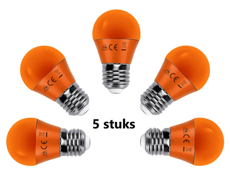 G45 kogellamp 5 stuks | E27 LED lamp 4W=30W gloeilamp | oranje licht - LEDPLANET.NL