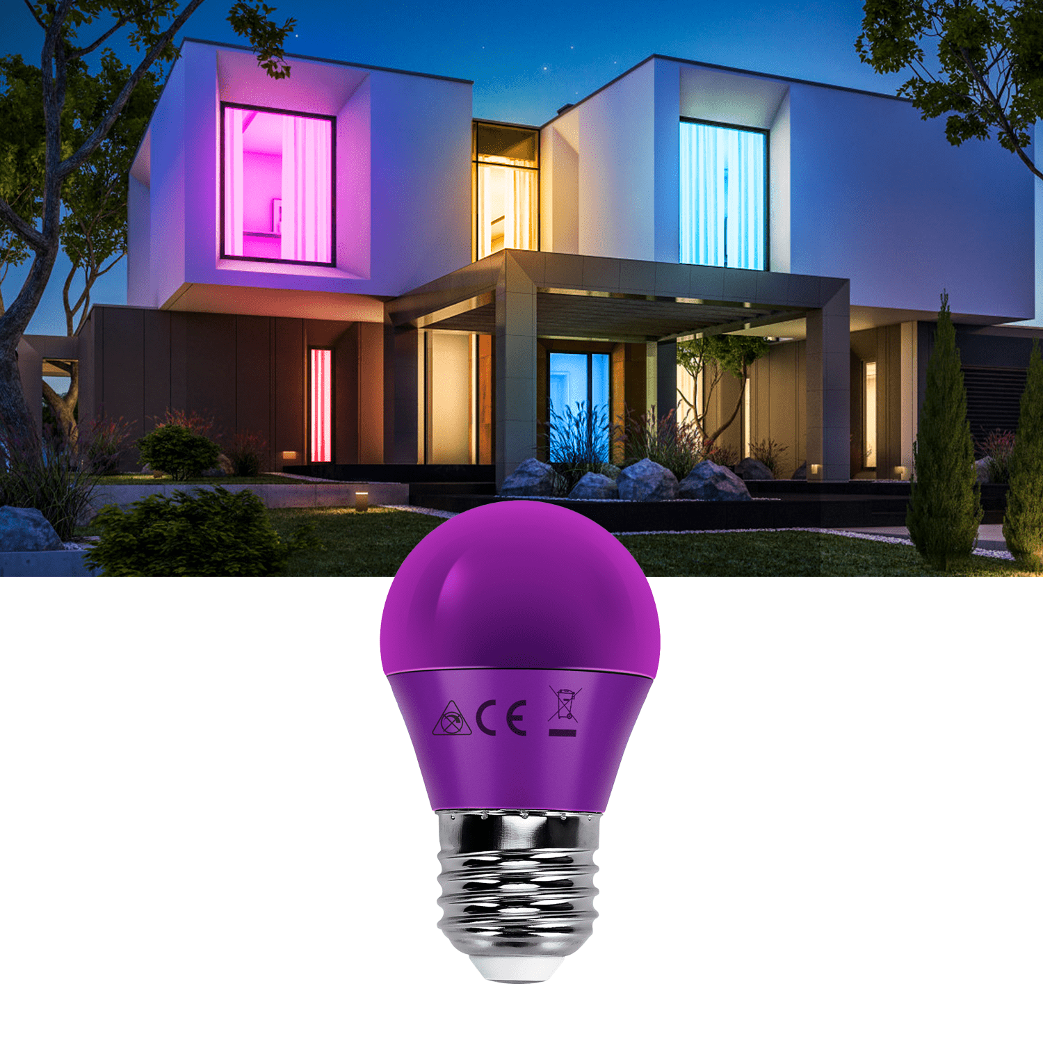 G45 kogellamp 5 stuks | E27 LED lamp 4W=30W gloeilamp | paars licht - LEDPLANET.NL
