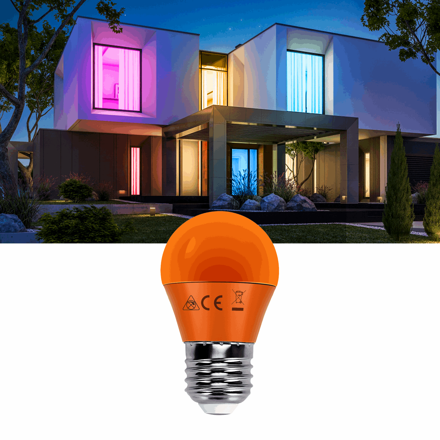G45 kogellamp oranje | E27 LED lamp 4W=30W gloeilamp | 230V - LEDPLANET.NL