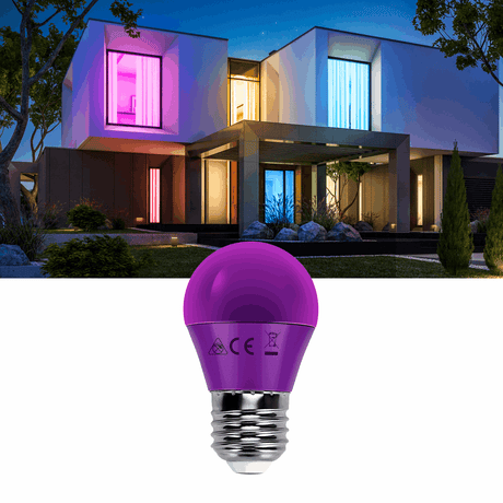 G45 kogellamp paars | E27 LED lamp 4W=30W gloeilamp | 230V - LEDPLANET.NL