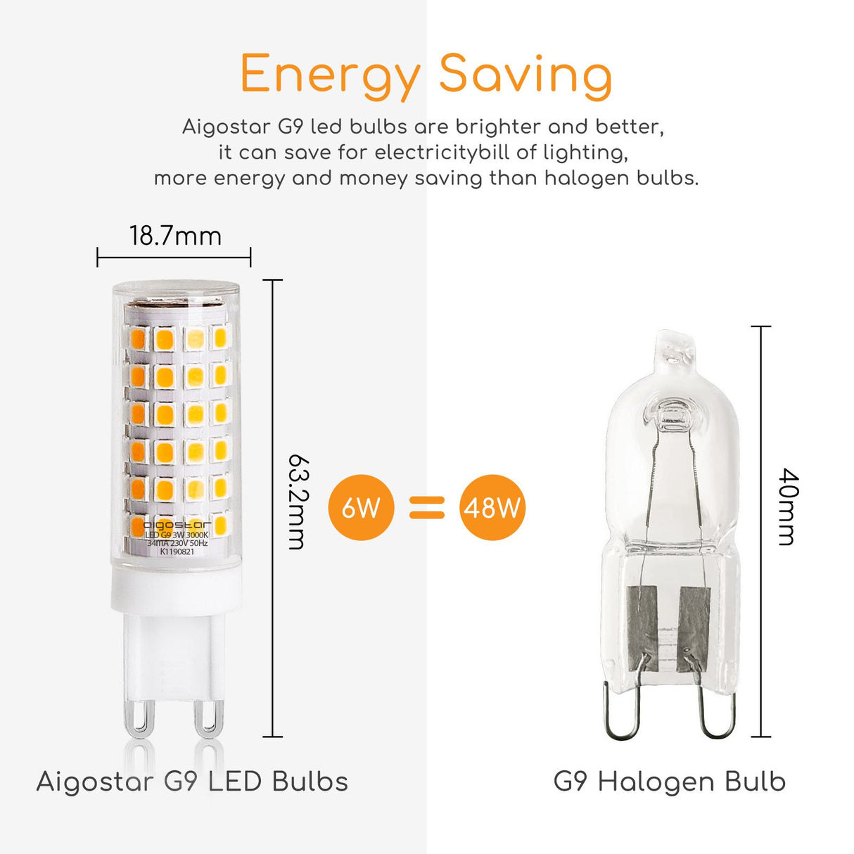 G9 steeklampje | LED 6W=48W halogeen | warmwit 3000K | 230V - LEDPLANET.NL