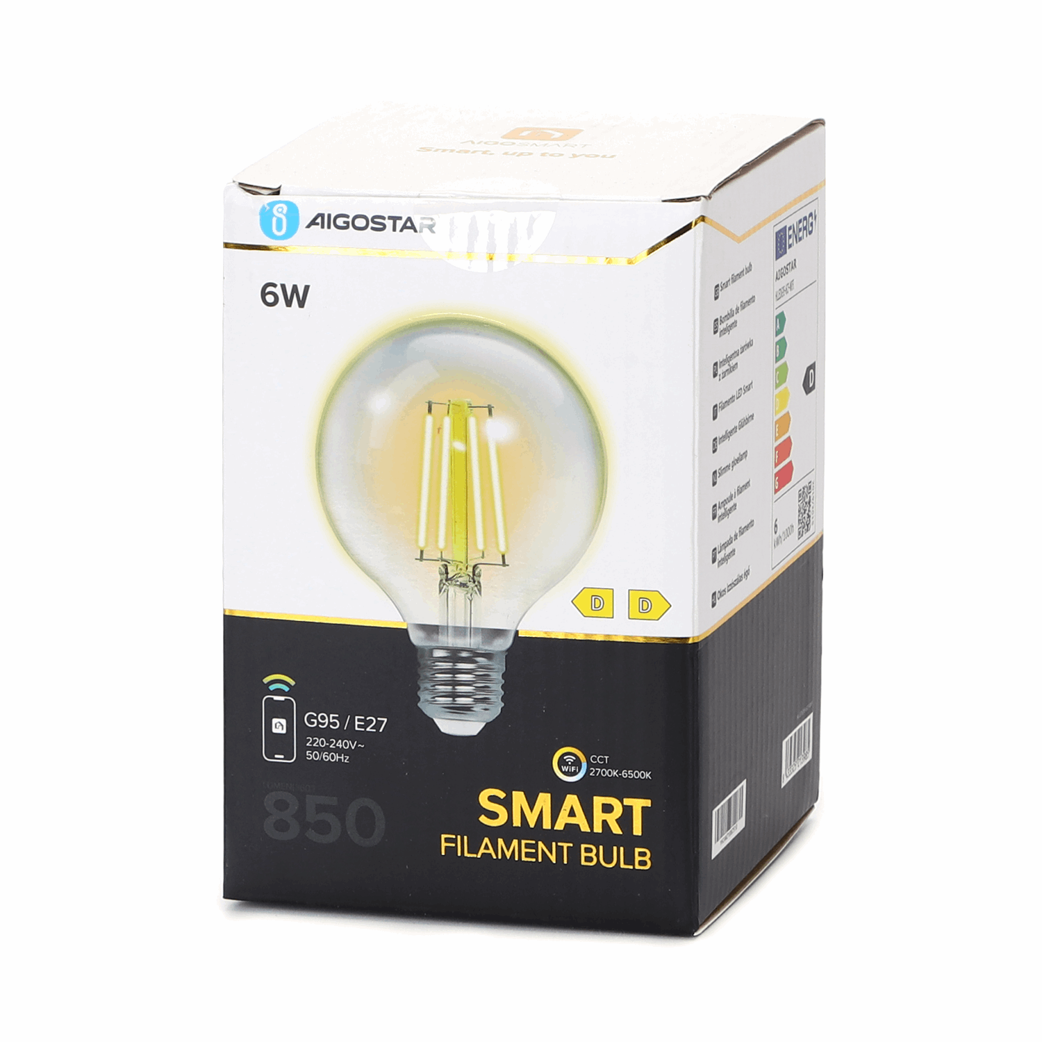 Globe E27 gloeilamp 6W WiFi CCT 2700K - 6500K | G95 - warmwit - daglichtwit LED ~ 850 Lumen - helder glas - 230 Volt - LEDPLANET.NL