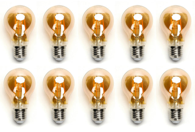 Gloeilamp E27 10 stuks | 6W=45W warmwit | 2200K - amber glas - LEDPLANET.NL