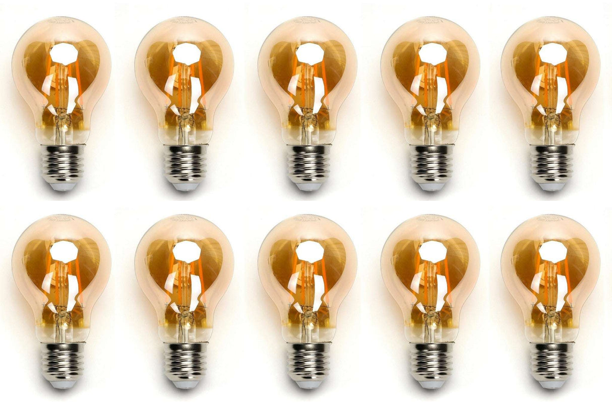 Gloeilamp E27 10 stuks | LED 8W=63W warmwit | 850 Lumen - 2200K - amber glas - LEDPLANET.NL