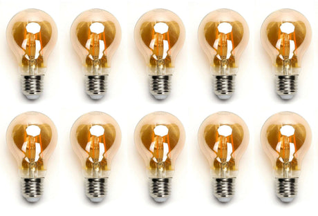 Gloeilamp E27 10 stuks | LED 8W=63W warmwit | 850 Lumen - 2200K - amber glas - LEDPLANET.NL