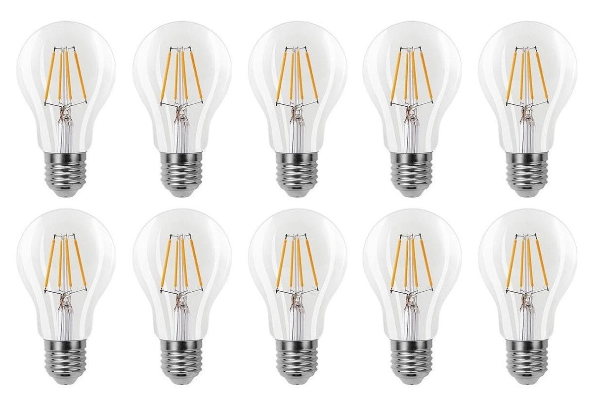 Gloeilamp E27 3 - staps - dimbaar 10 stuks | A60 LED 6W=60W halogeen verlichting | helder glas - warmwit filament 2700K - LEDPLANET.NL