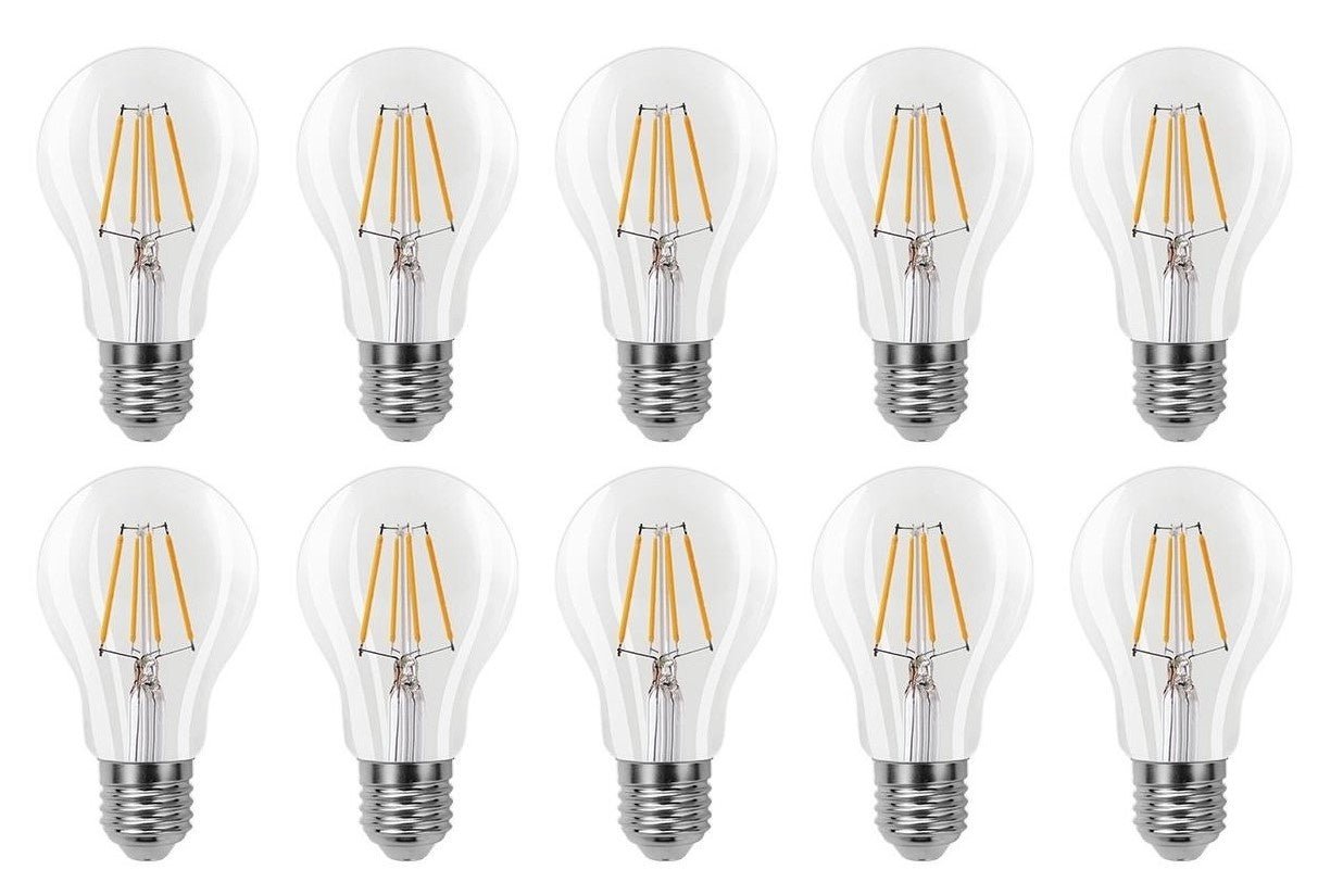 Gloeilamp E27 3 - staps - dimbaar 10 stuks | A60 LED 6W=60W halogeen verlichting | helder glas - warmwit filament 2700K - LEDPLANET.NL