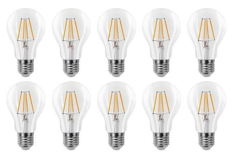Gloeilamp E27 3 - staps - dimbaar 10 stuks | A60 LED 6W=60W halogeen verlichting | helder glas - warmwit filament 2700K - LEDPLANET.NL