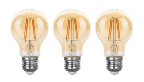 Gloeilamp E27 3 - staps - dimbaar 3 stuks | A60 LED 6W=60W halogeen verlichting | amber glas - warmwit filament 2700K - LEDPLANET.NL