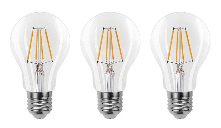 Gloeilamp E27 3 - staps - dimbaar 3 stuks | A60 LED 6W=60W halogeen verlichting | helder glas - warmwit filament 2700K - LEDPLANET.NL