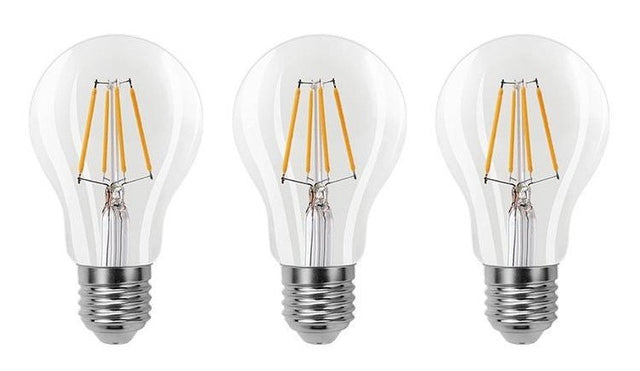 Gloeilamp E27 3 - staps - dimbaar 3 stuks | A60 LED 6W=60W halogeen verlichting | helder glas - warmwit filament 2700K - LEDPLANET.NL