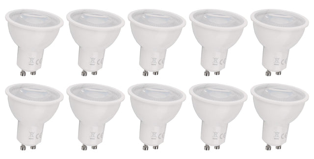 GU10 spot dimbaar 10 stuks daglichtwit | PAR16 bajonetsluiting | LED 7W~650Lm=50W halogeenverlichting | 6000K Triac - 230V - LEDPLANET.NL