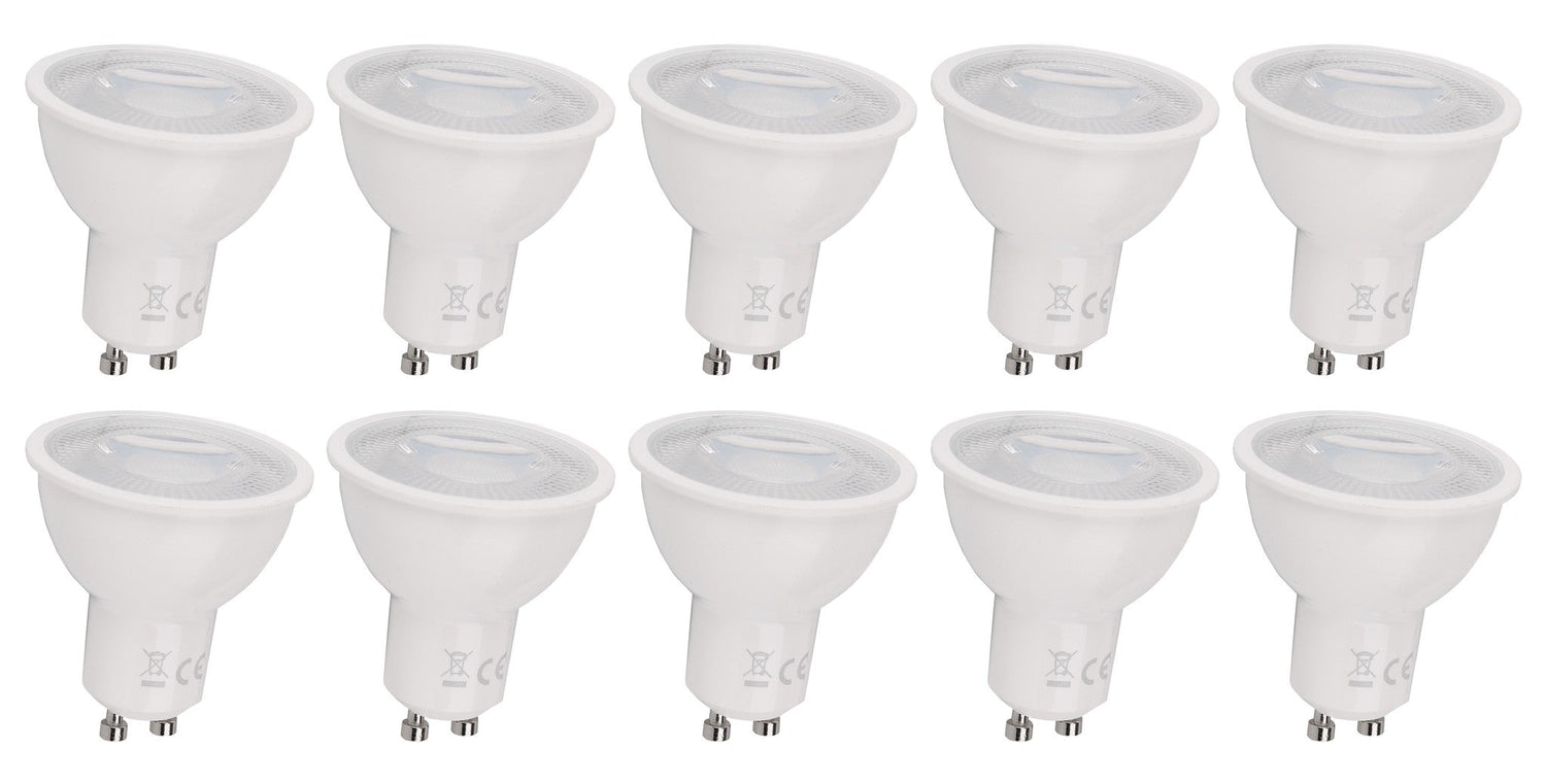 GU10 spot dimbaar 10 stuks warmwit | PAR16 bajonetsluiting | LED 7W~650Lm=50W halogeenverlichting | 3000K Triac - 230V - LEDPLANET.NL