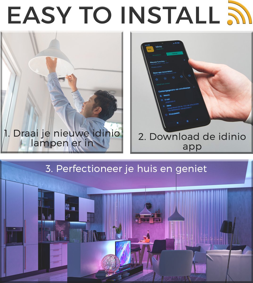 IDINIO Smart LED Spot GU10 – Weiß & Farbe – Dimmbar – Per App steuerbar