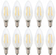 Kaarslamp E14 - 10 stuks | LED 4W=40W traditioneel licht | daglichtwit filament 6500K - 230 Volt - LEDPLANET.NL