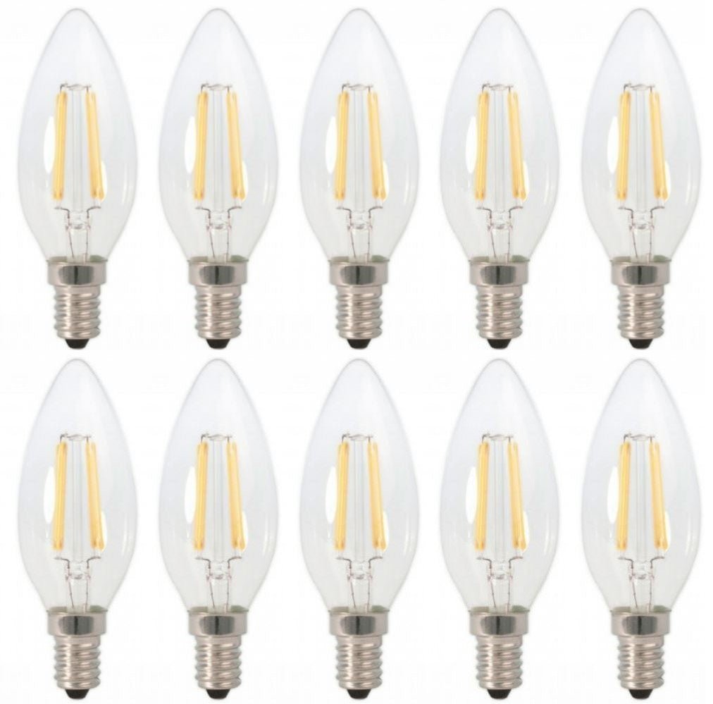 Kaarslamp E14 - 10 stuks | LED 4W=40W traditioneel licht | daglichtwit filament 6500K - 230 Volt - LEDPLANET.NL