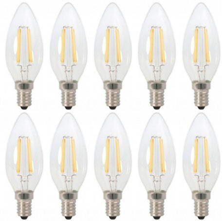 Kaarslamp E14 - 10 stuks | LED 4W=40W traditioneel licht | daglichtwit filament 6500K - 230 Volt - LEDPLANET.NL